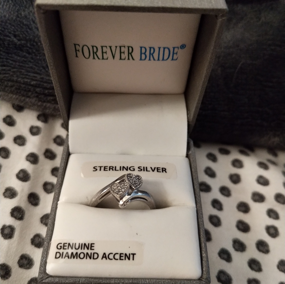 SS diamond double heart ring
